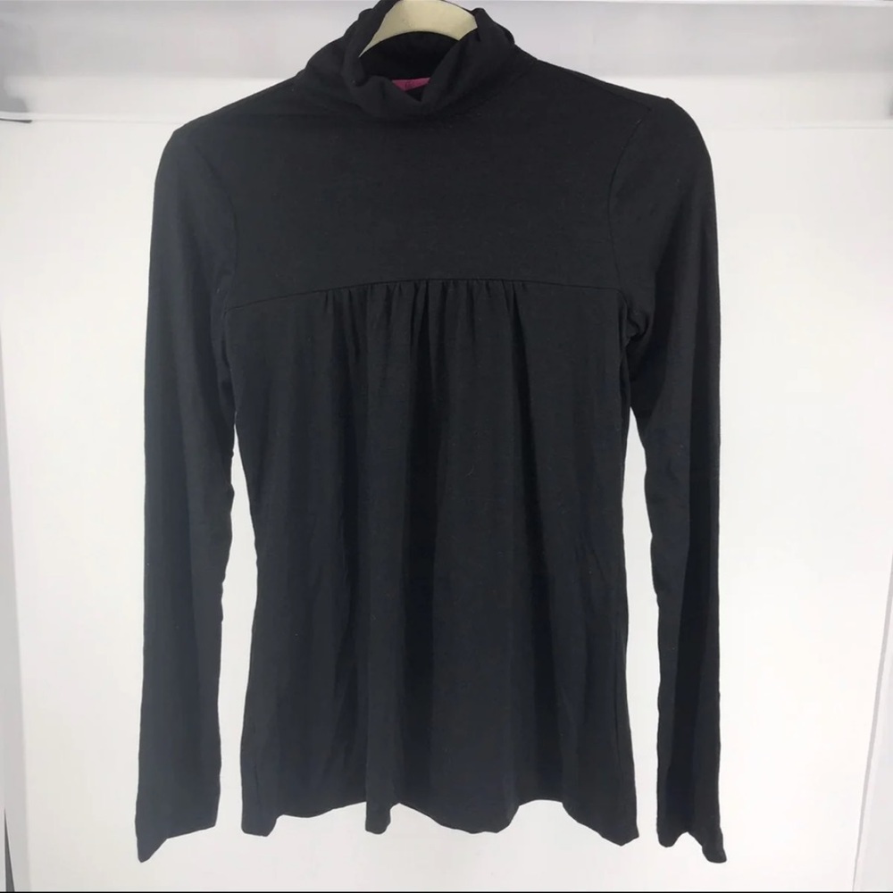 NWOT Black Turtleneck Shirt Gathered front Top S